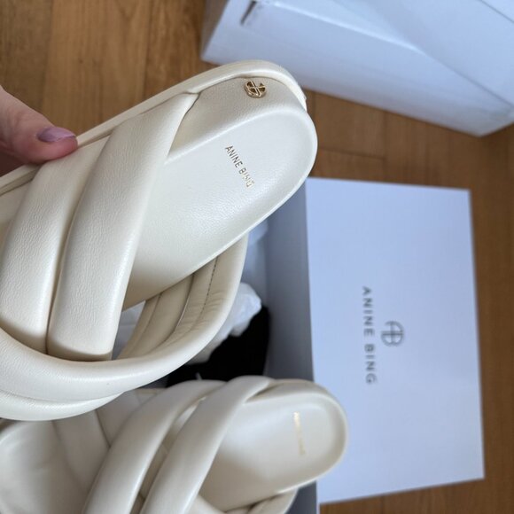 NWT Anine Bing Lizzie Slide Sandals Padded Crisscross Strap Open Toe Ivory Sz 36 - Picture 5 of 10